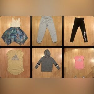 Girls Bundle Size 8 Dress Joggers Leggings T-Shirt Hoodie